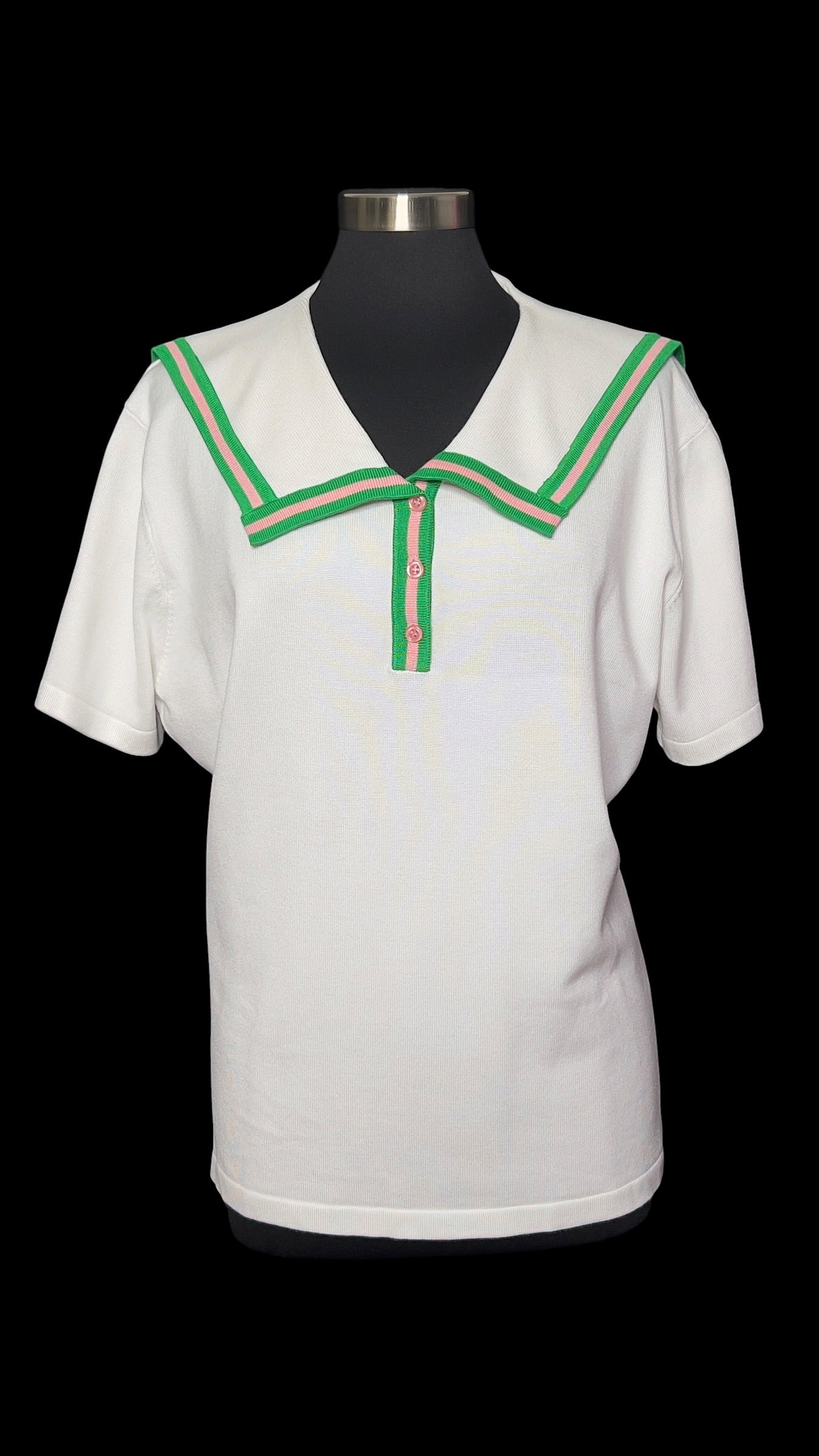 10.15 Sweaters Ivy Storehouse AKA White Sailor Polo (XXL) Fits (XL/1X)