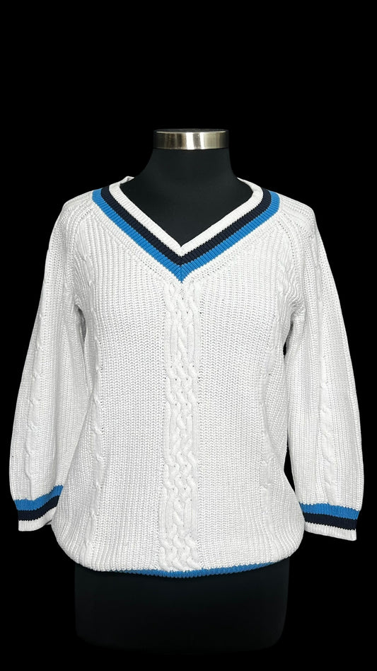 10.13 Sweaters Talbots White Blu/V-Neck (M) Fits (S)