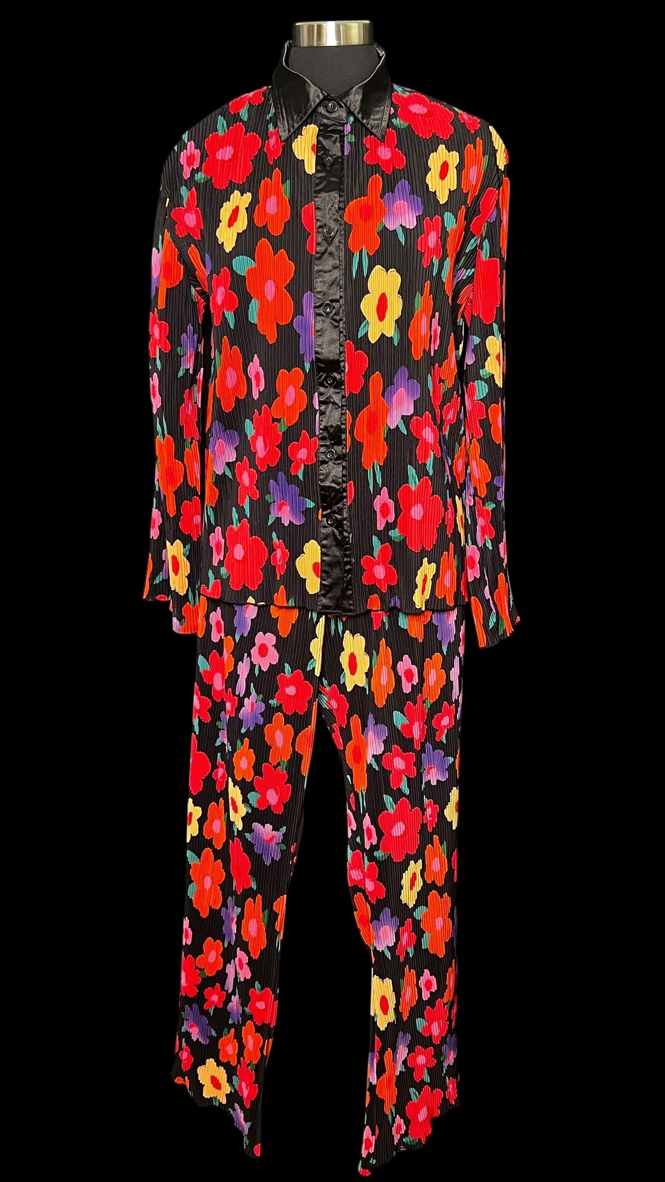 07.14 Sets NWOT Blk Crinkle Multicolor Floral (8)