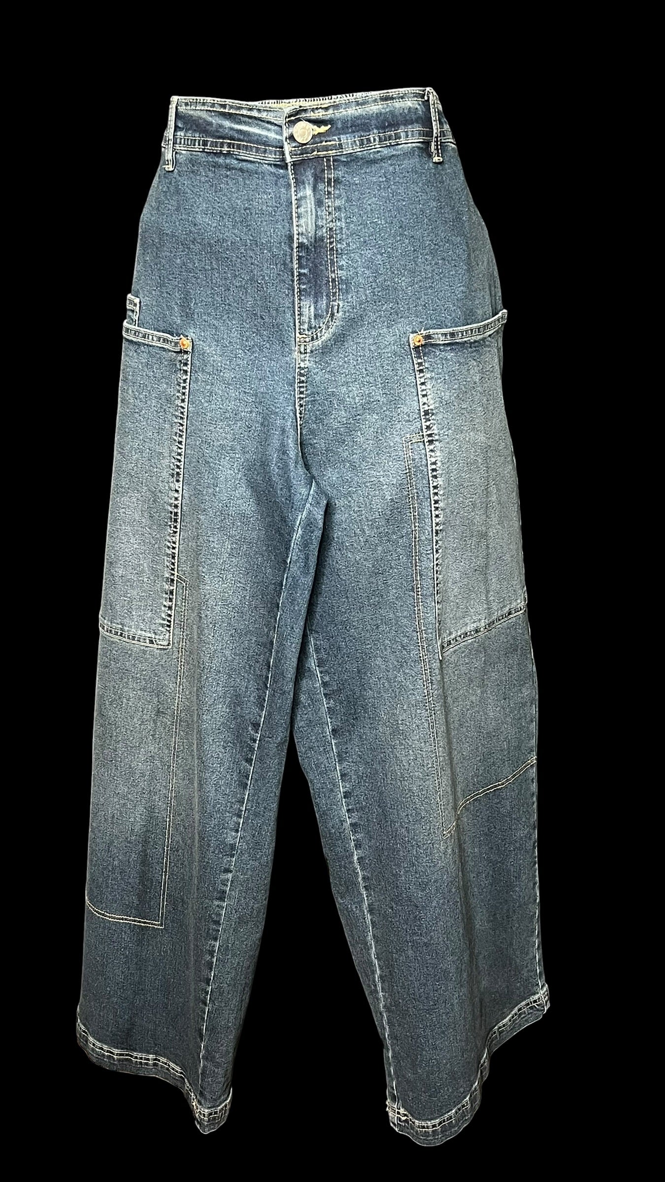 08.11 Pants Madden NYC Wide Leg Denim Stretch (XXL) Fits (16) Cvy