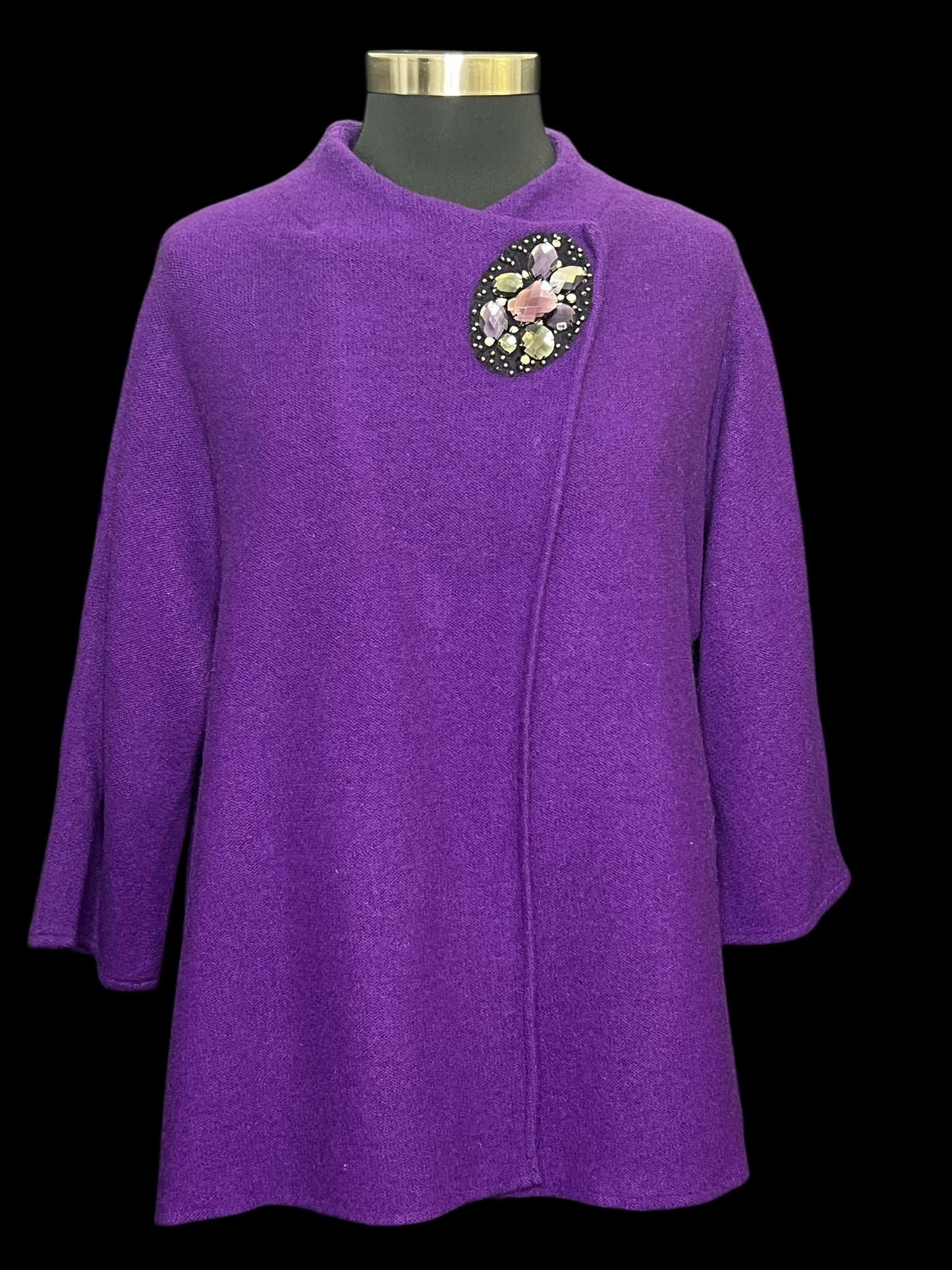 11.04  Cardigans JM Collection Purple w/Rhinestone Closure (2X) Fits (M/L)
