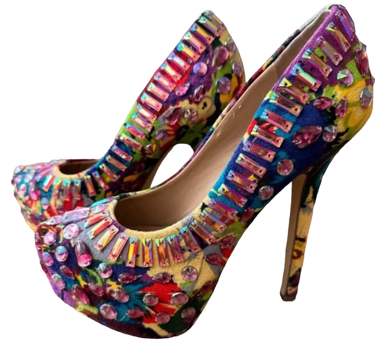 12.31 Shoes S. Madden Ditzy Multicolor Rhinestone Platform Heel (7)