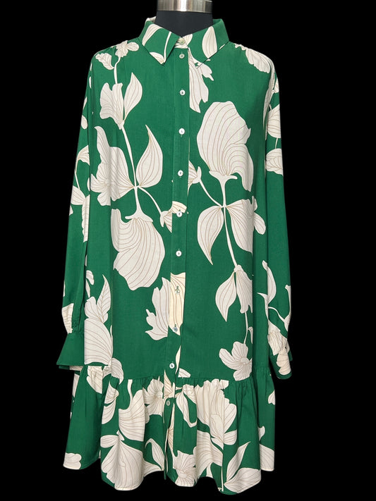 07.23 Dresses NWOT H&M Grn Floral Babydoll (XL/1X) Cvy