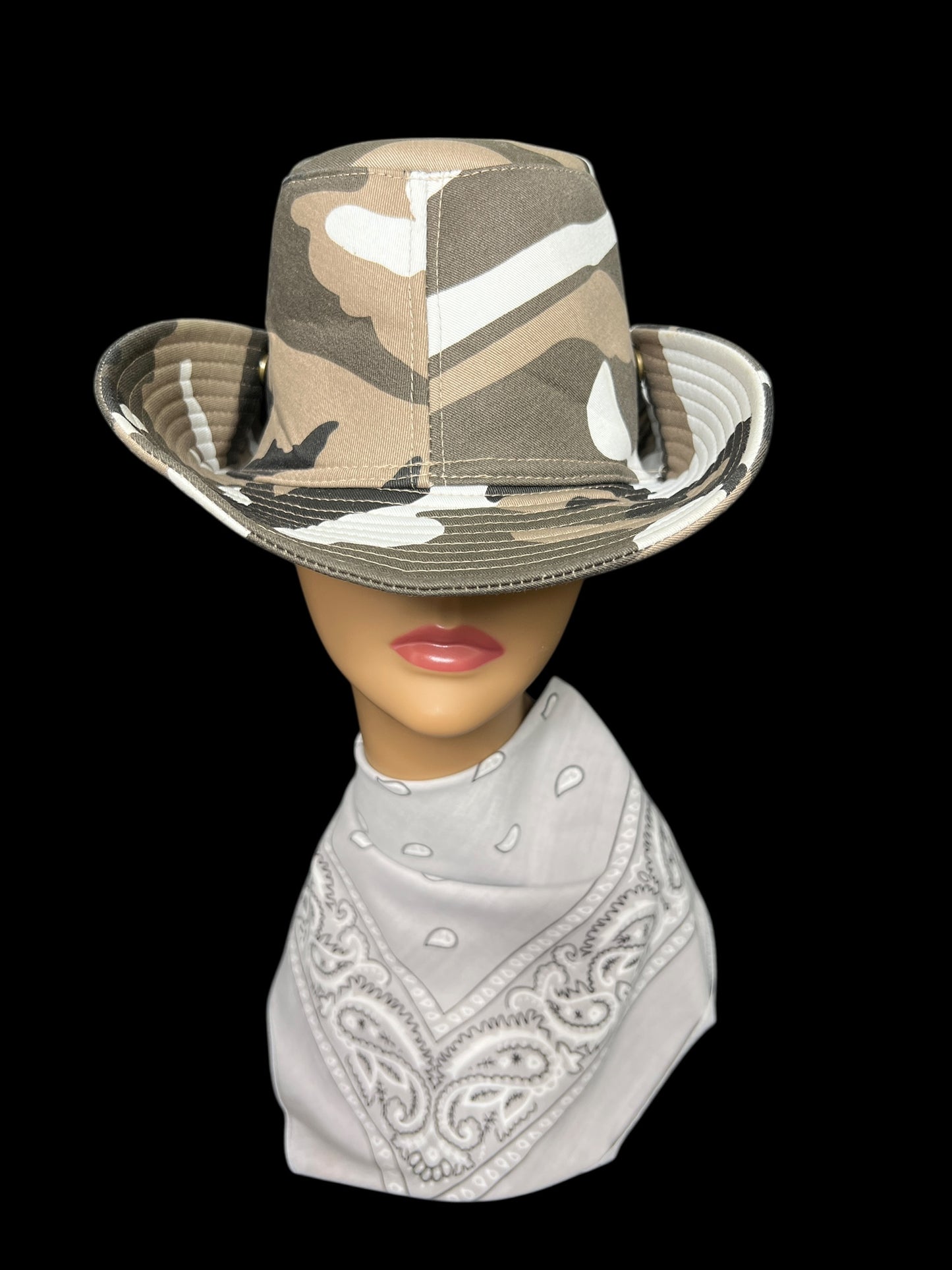 07.31 Hats NWT SOL Blk/Tan/Wht Camo Boonie Hat (M/L)