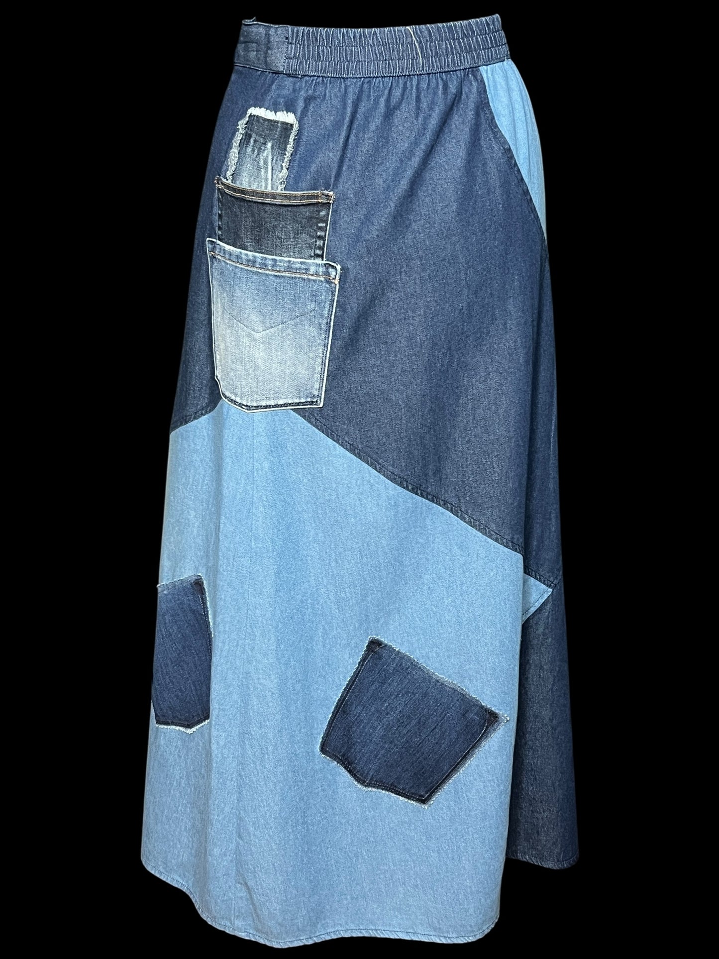 08.29 Skirts UPCYCLED Color Block Denim (2X) Cvy