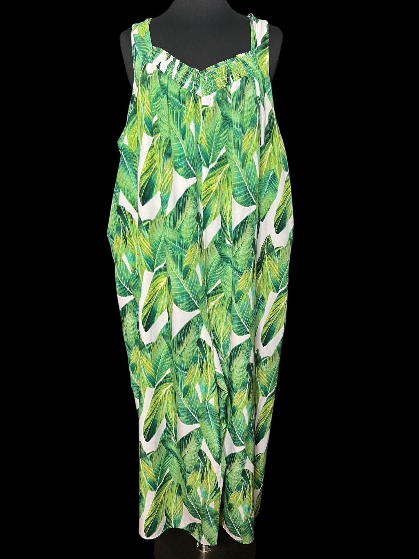 08.29 Jumpsuits Bloomchic Grn/Wht Leaves (22/24) Fits (XL/1X) Cvy