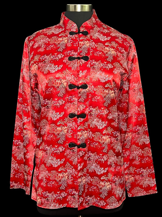 04.13 Blouses Notations Vintage Red Asian Style (M) Fits (S)