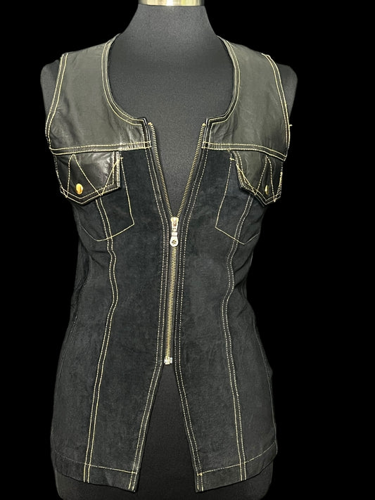 09.19 Vests Vintage Beyond Leather Blk Suede/Leather (M) Fits (S)