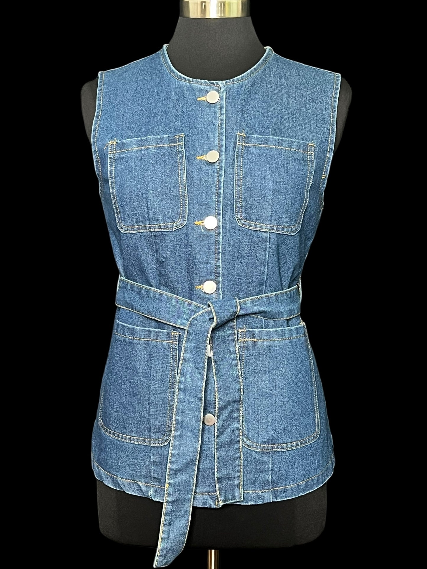 09.19 Vests Denim Belted (XL) Fits (S)