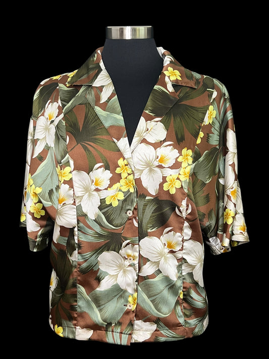 09.19 Blouses NWT Mango Olive/Brwn Floral (M) (8/10)