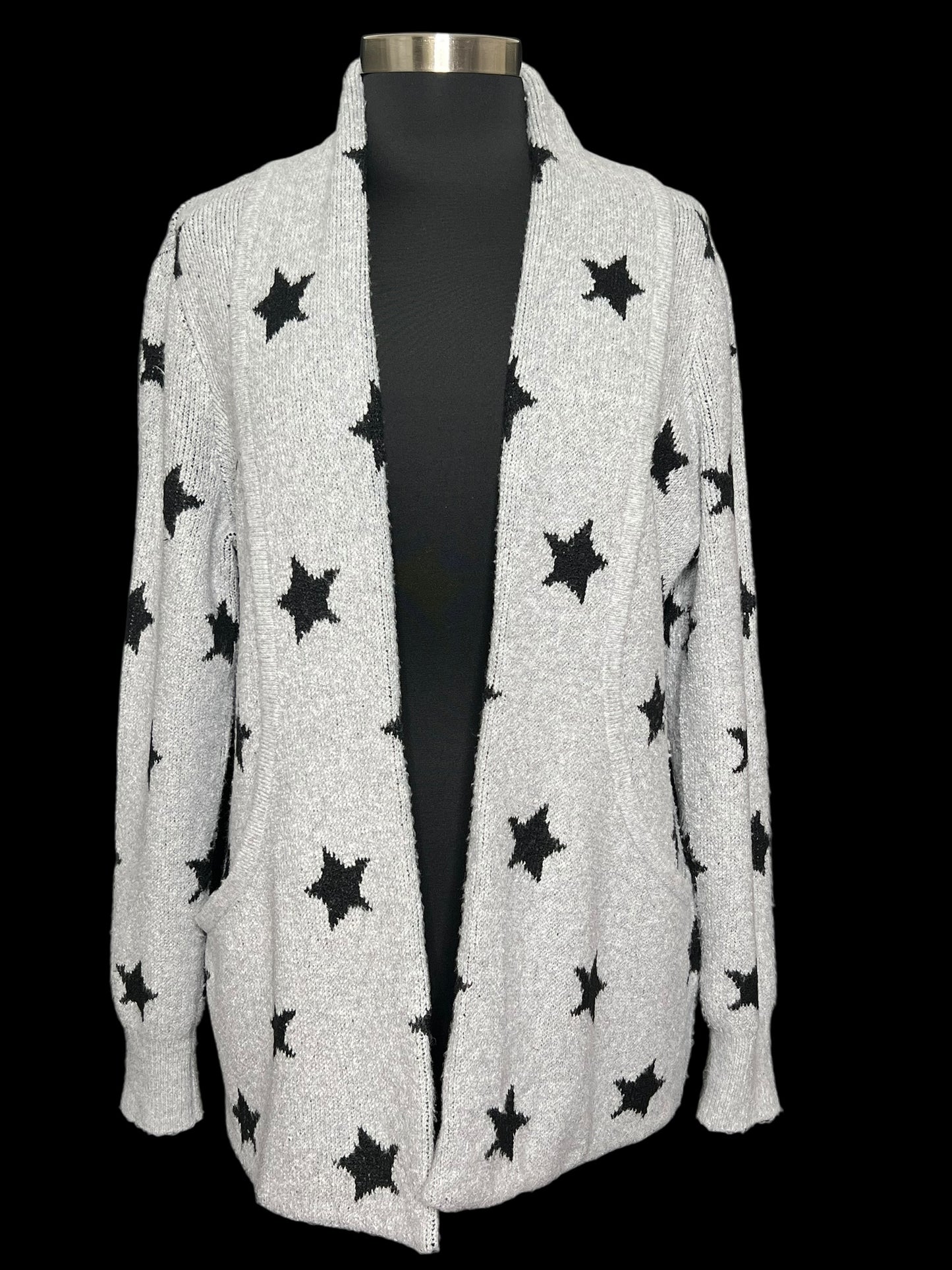 10.27 Sweaters Verve Ami Gry/Blk Stars Cardigan (XL) Fits (M/XL)