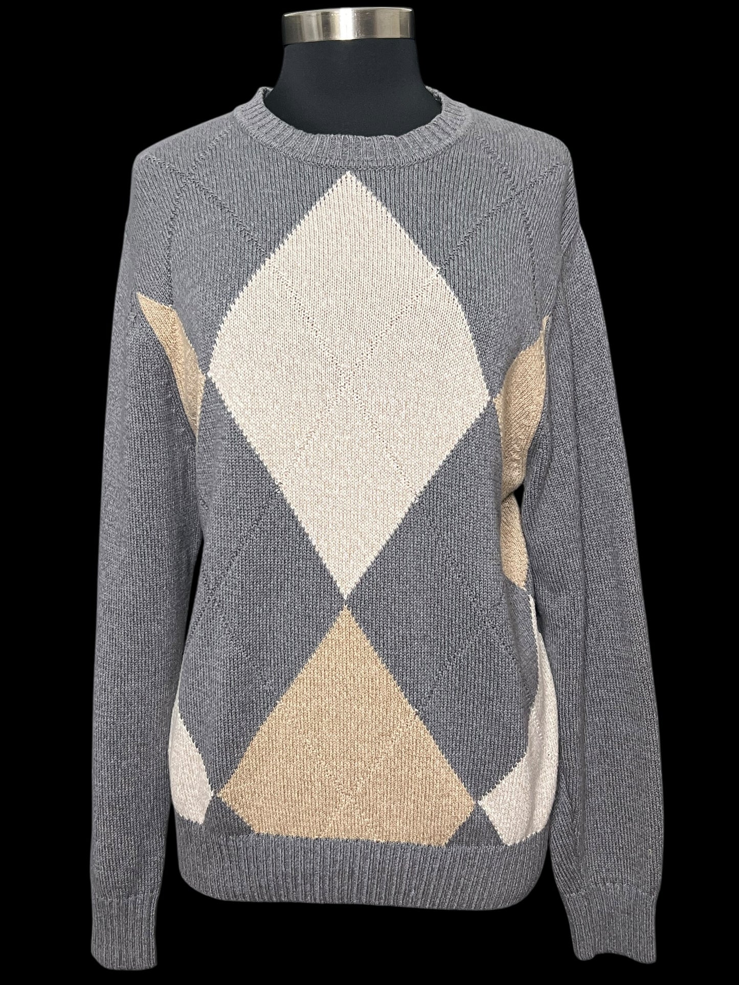 10.27 Sweaters Dockers Gry/Tan Argyle (L) Fits (10/12) (L/XL)