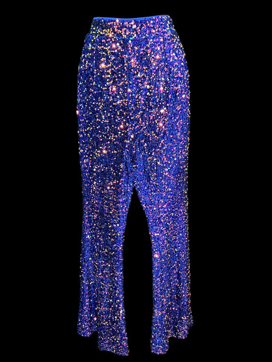 11.08 Pants NWT Nasty Gal Blu Velvet Sequin Flared (14) Tall Cvy