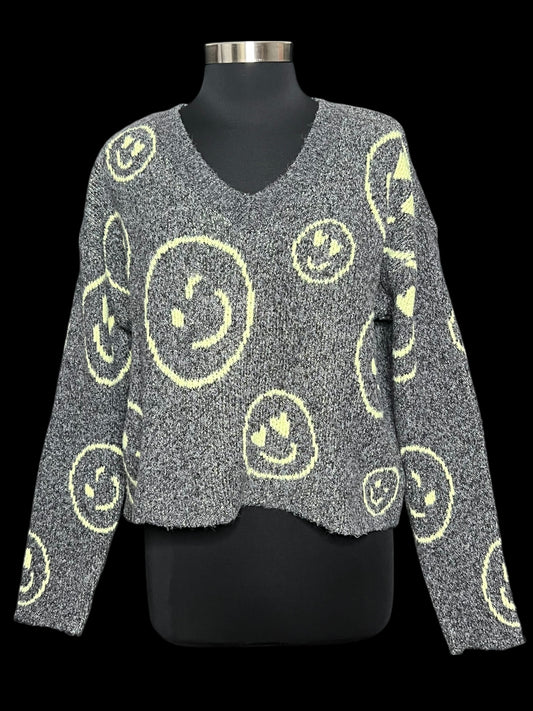 11.08 Sweaters NWOT NoBo Gray Smiley Face (L)