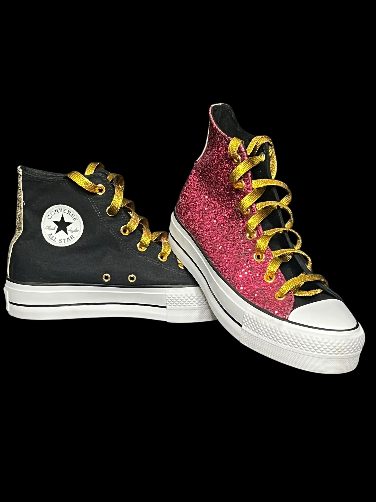 11.24 Shoes Converse Hi-Top Platform Blk Fuchsia/Gold Glitter (M9) / (W11)