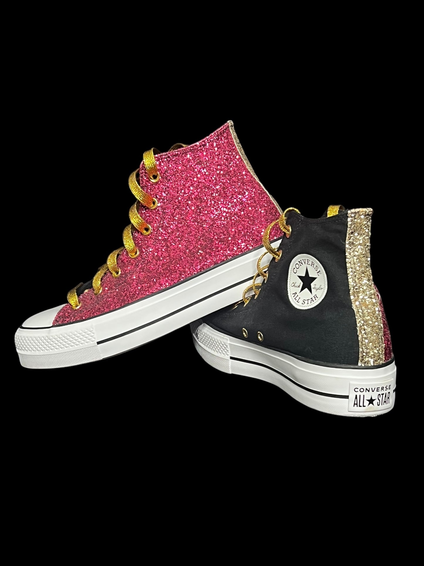 11.24 Shoes Converse Hi-Top Platform Blk Fuchsia/Gold Glitter (M9) / (W11)