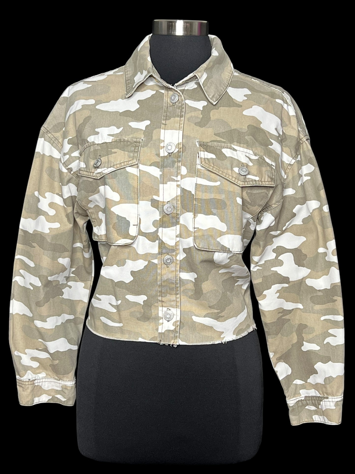 08.15 Jackets Kensie Cropped Tan/White Camo (S) Fits (8/10)