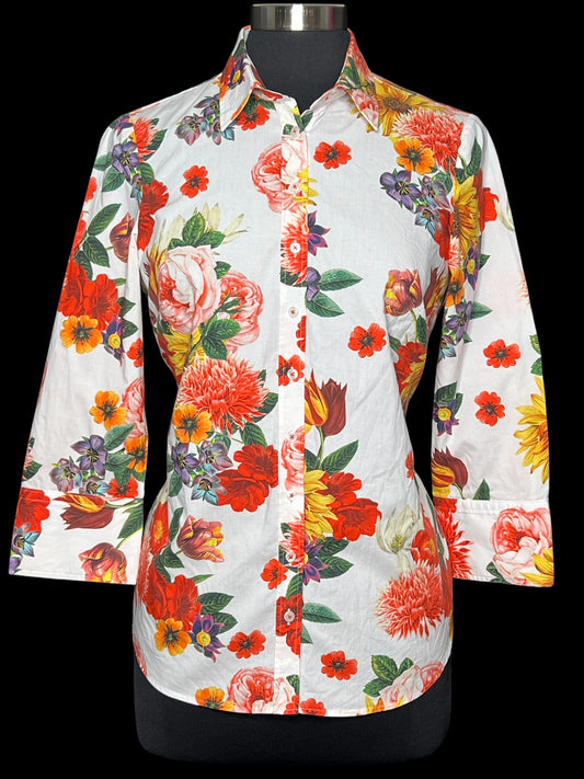 09.02 Blouses Hawes & Curtis White Floral (S)