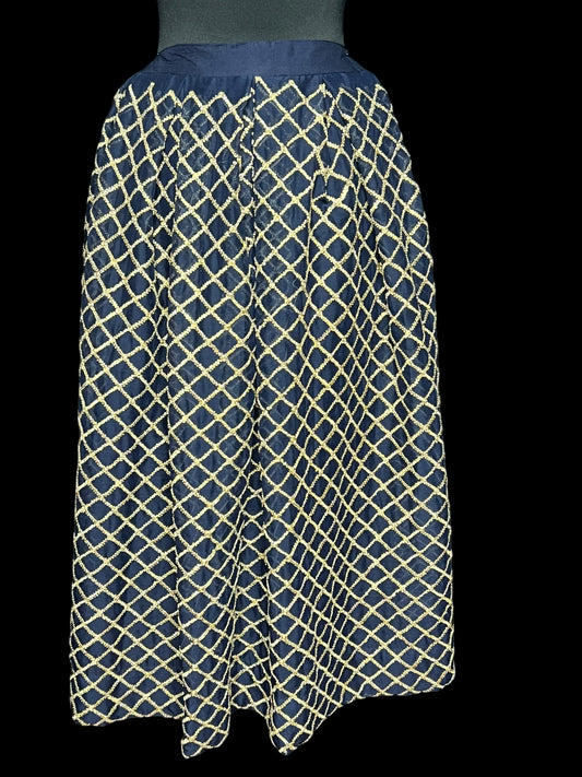 04.07 Skirts Navy w/Gold Trim Lattice Design (S)