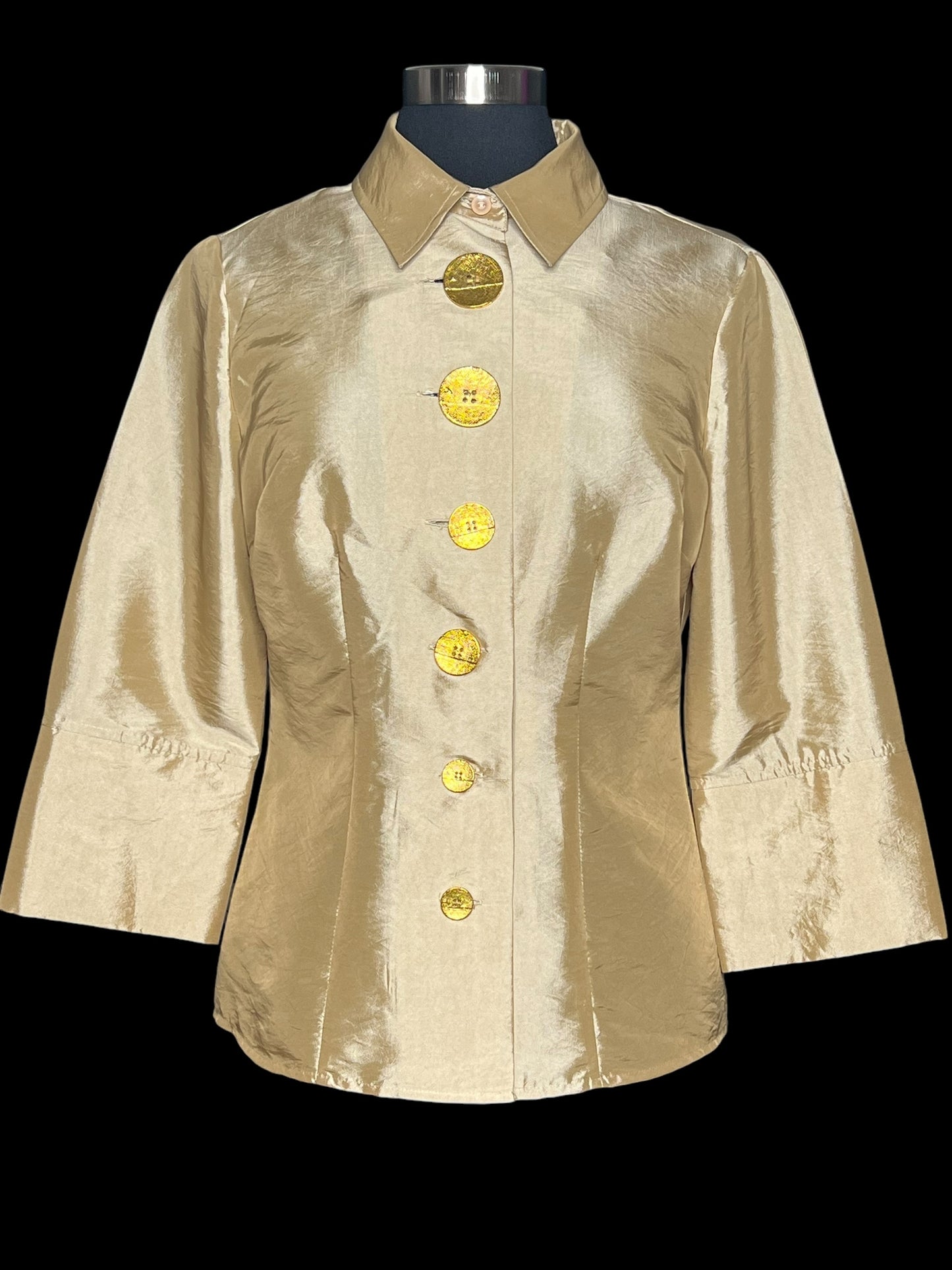 09.02 Blouses NWOT Agora Gold/Gld Buttons (M) Fits (S)