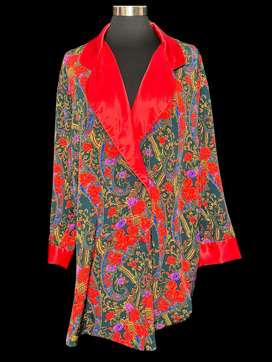 01.13 Blouses Vintage DS Victoria Secret Red Floral (L) Fits (10/12)