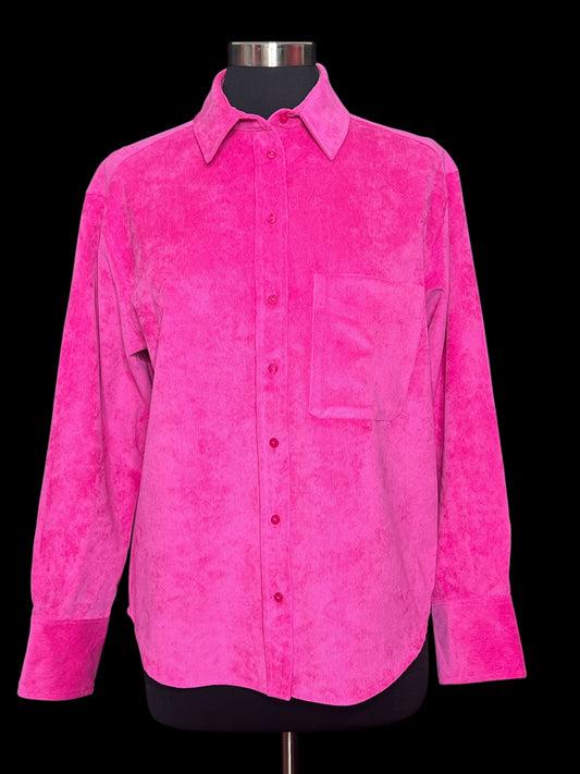 01.14 Blouses Zara Hot Pink Corduroy (M) Fits (8/10) Slim