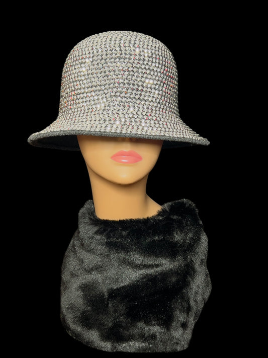 01.18 Hats NEW Silver Rhinestone Bucket (M)