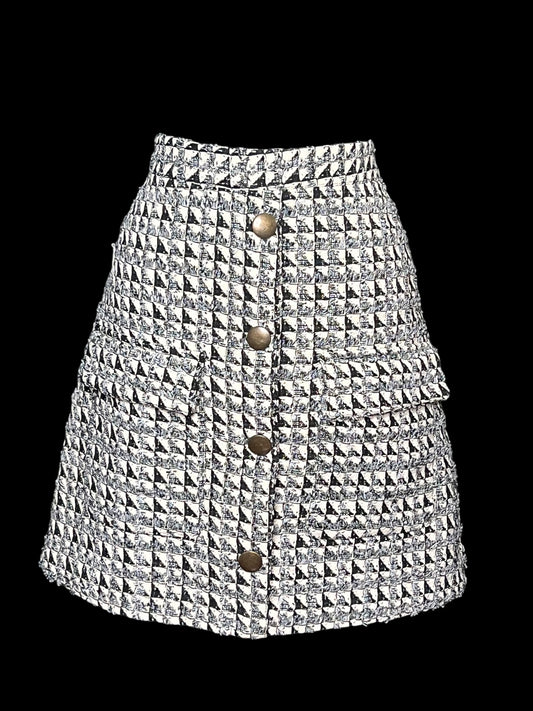 10.13 Skirts NWT Eloquii Cream/Blk Tweed Mini (14) Fits (12)