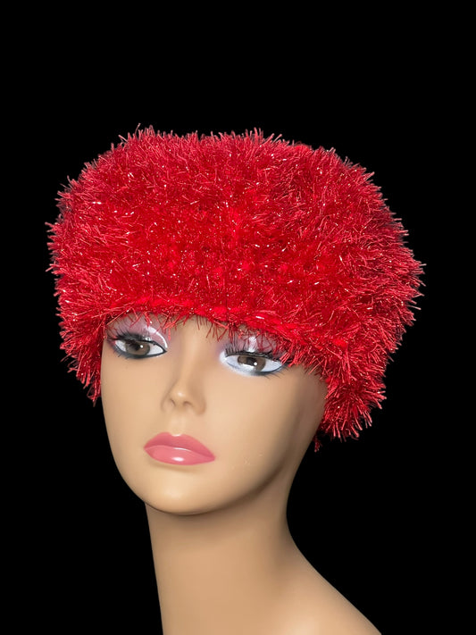 11.07 Hats NWOT Red Glitter Yarn