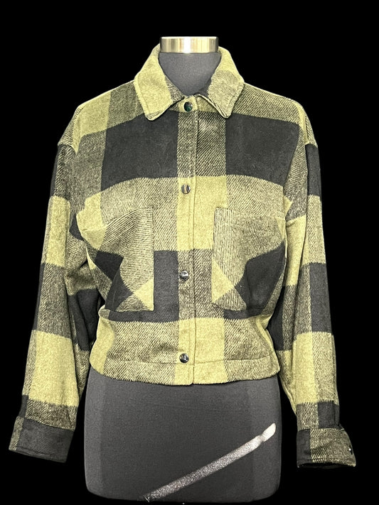 11.05 Jackets For The Republic Olive Plaid Cropped (L)