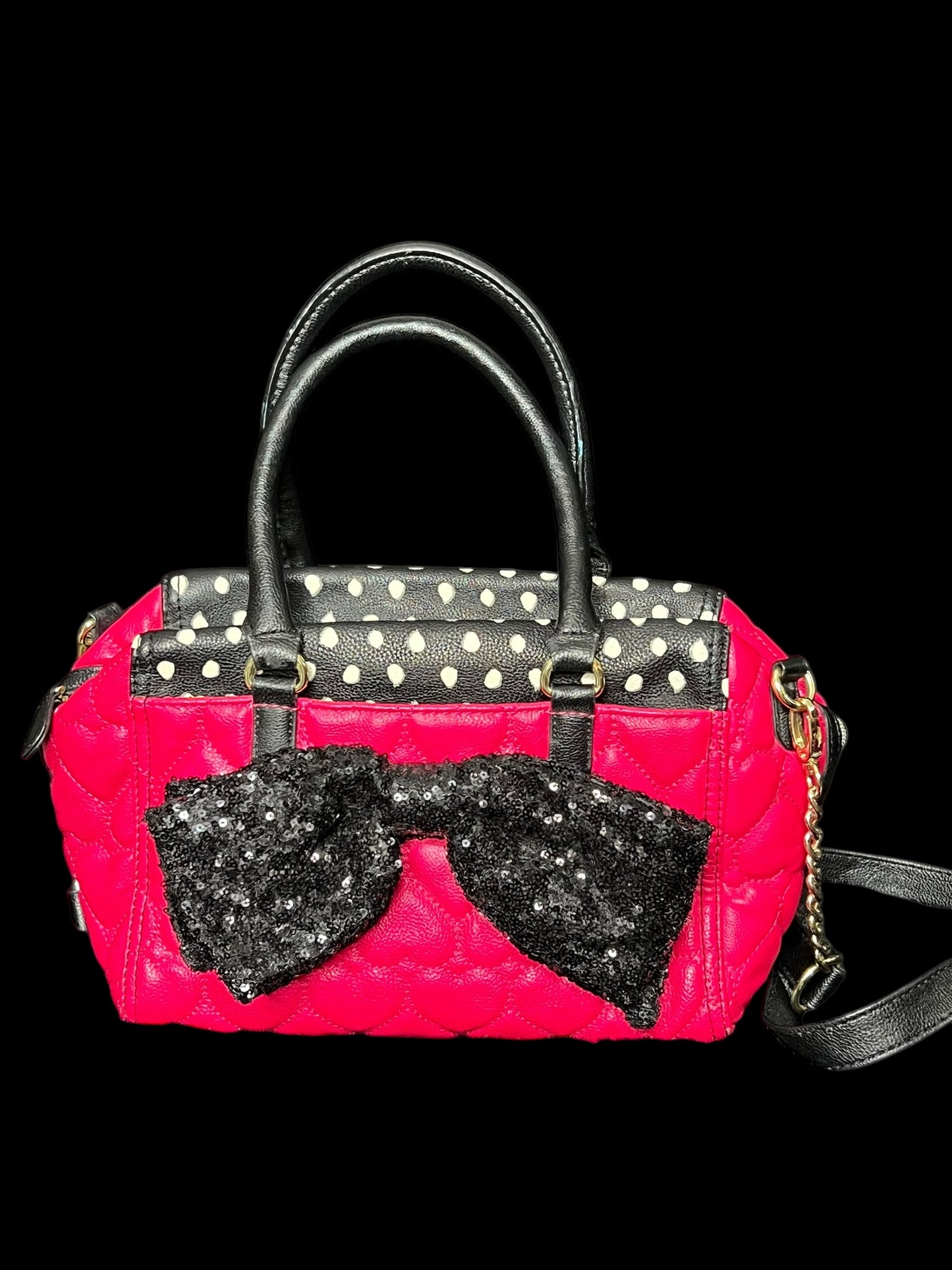 11.09 Purses B. Johnson Fuschia Puff Polka Dot Sequin Bow