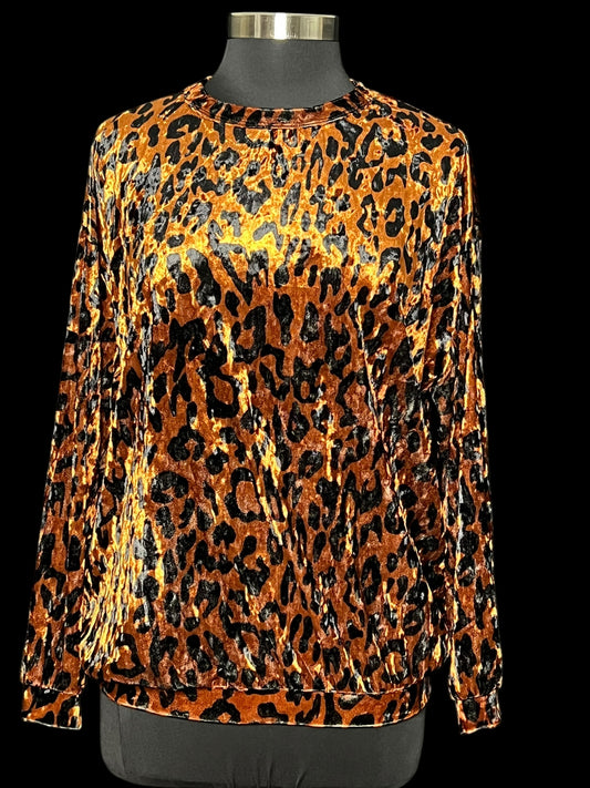 11.19 Blouses NWOT F. Nova Rust Velveteen Animal Print (XL) Fits (L/XL)