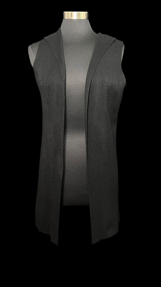 06.01 Vests Sioni Blk Knit Hooded Long (S)