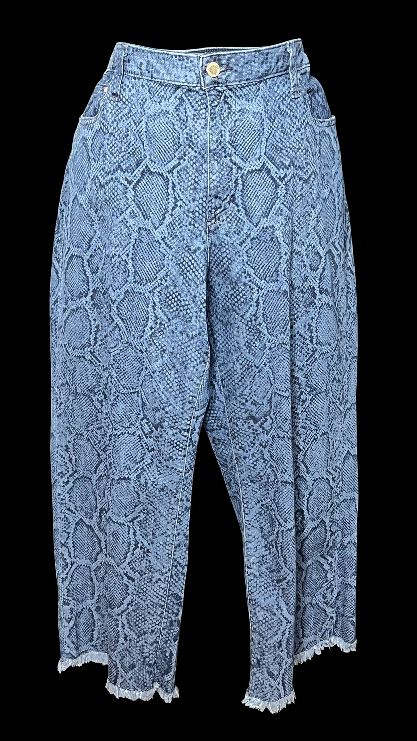 06.01 Pants M. Kors Reptile Print Denim Ankle Stretch (16W) Fits (14) Cvy