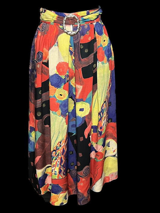 03.20 Skirts Vintage InGroupLTD Multi Color Print Midi (10/12)