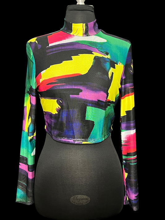 03.20 Blouses SheinSxy Sheer Multi Color Cropped (M)