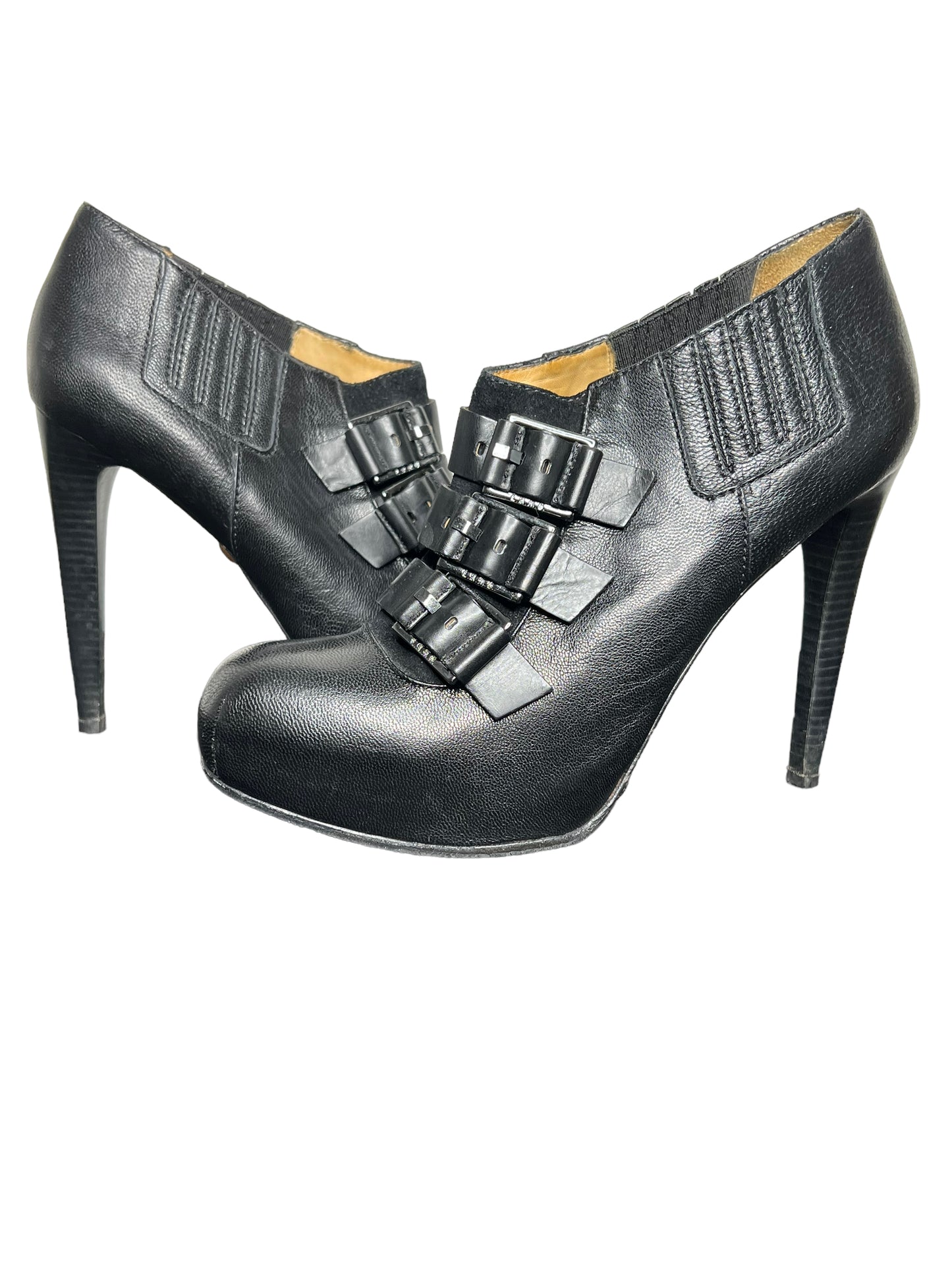 03.03 Shoes L.A.M.B. Black Leather Buckled Bootie (9)