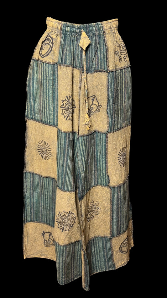 10.15 Pants NWOT Boho Green Patchwork (M/L)