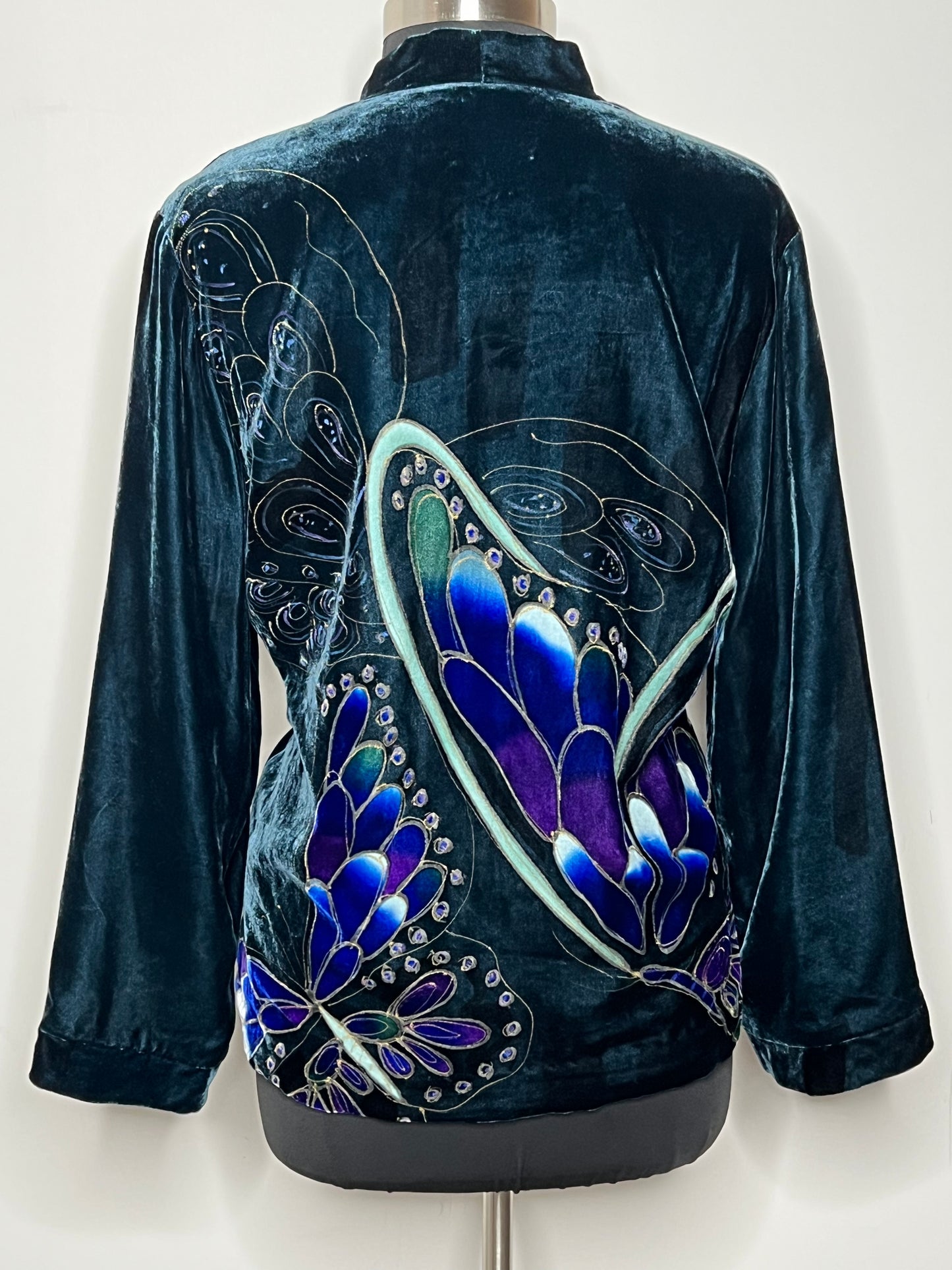 12.13 Jackets Vintage Anniv Collection Chicos Velvet/Silk Blue Butterfly (1/M)