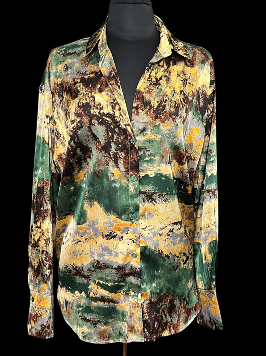 04.28 Blouses NWOT F. Nova Grn/Gld/Brwn (L)
