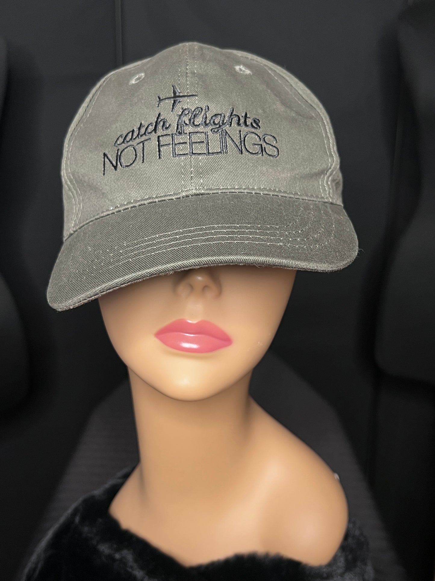 06.05 Hats Olive Flights Not Feelings Ball Cap