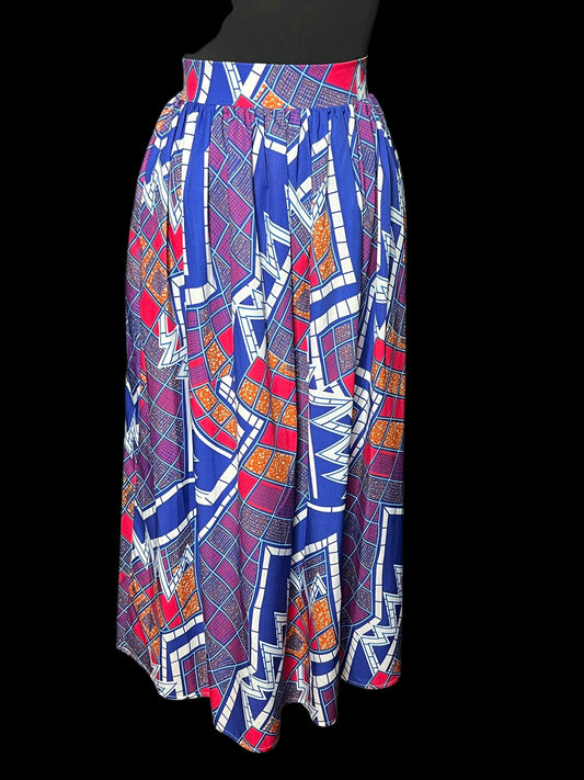 06.21 Skirts Blu/Red/Wht Graphic Print Maxi (M/8)