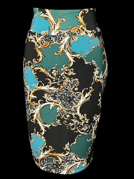 06.21 Skirts Thalia & Sodi Teal/Blk Pencil (XL) Fits (XL/1X) Cvy
