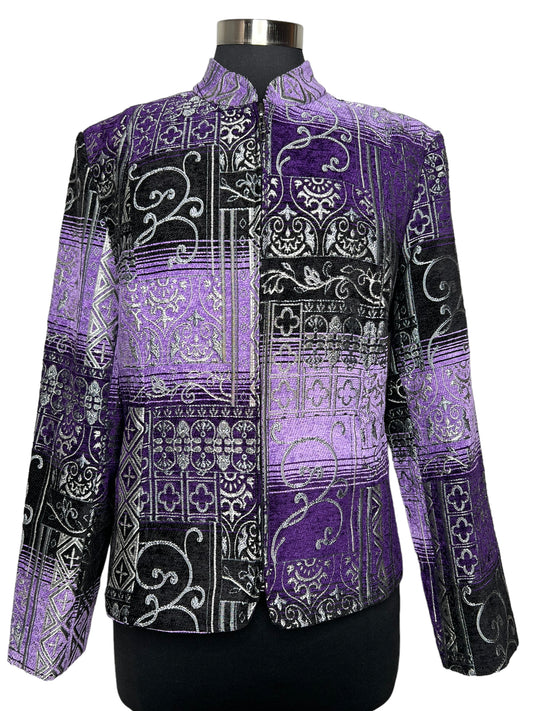 08.05 Blazers Dress Barn Prpl/Grn Floral (L) Fits (10/12) PTP 22”