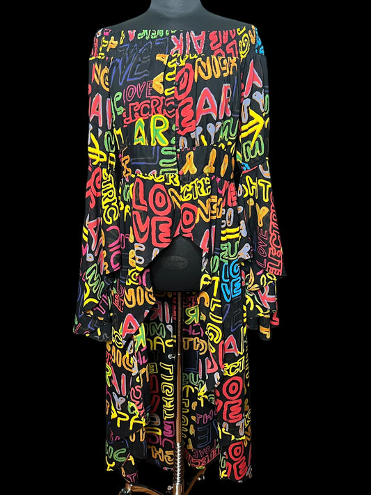 07.12 Dresses A. Stewart NWOT Multicolor Grafitti Print (14/16) Fits (10/12)