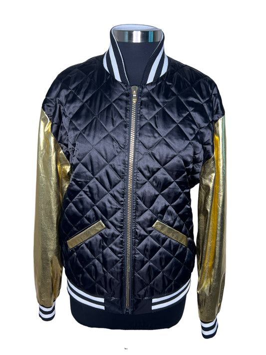 06.10 Jackets Black/Gold Striped Collar Bomber (M)